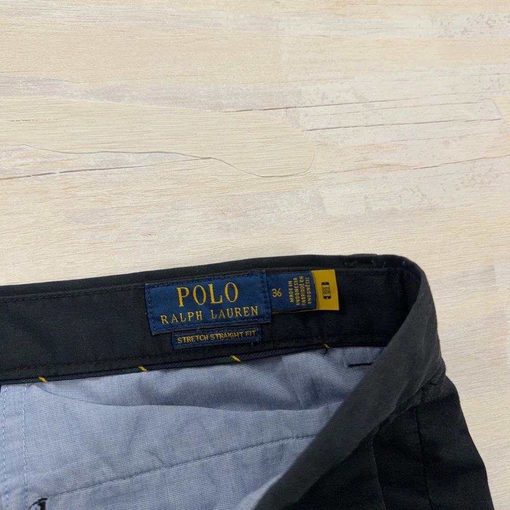 Polo Ralph Lauren Shorts Stretch Straight Fit 36 Chino Flat Front Navy Mens